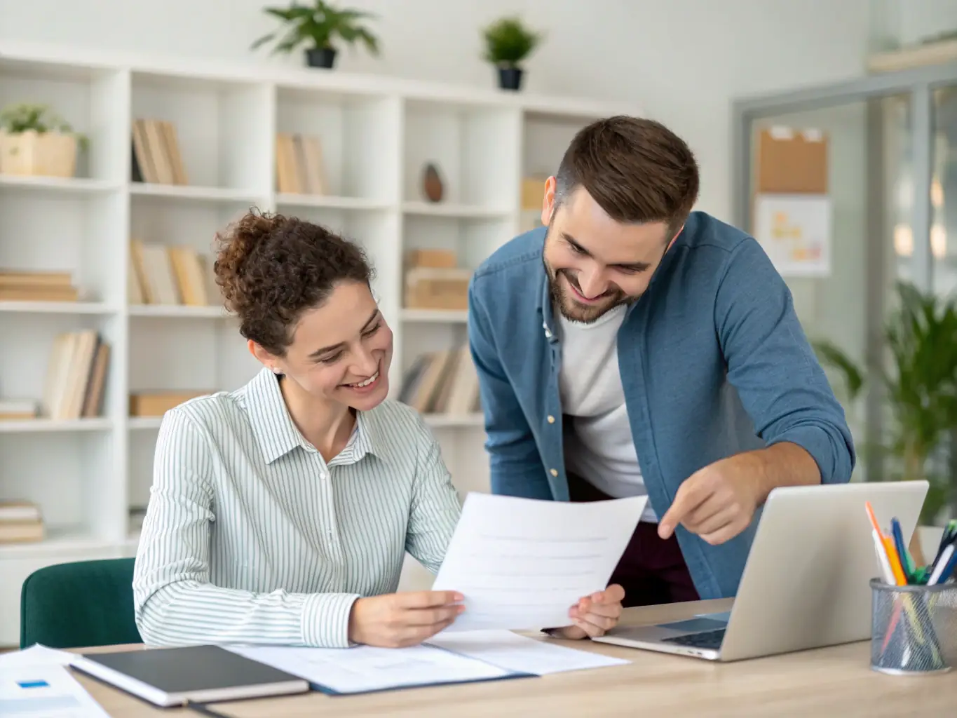 An image showing APGFA staff providing administrative support to an agri-food sector employee, assisting with their insurance claims and paperwork.
